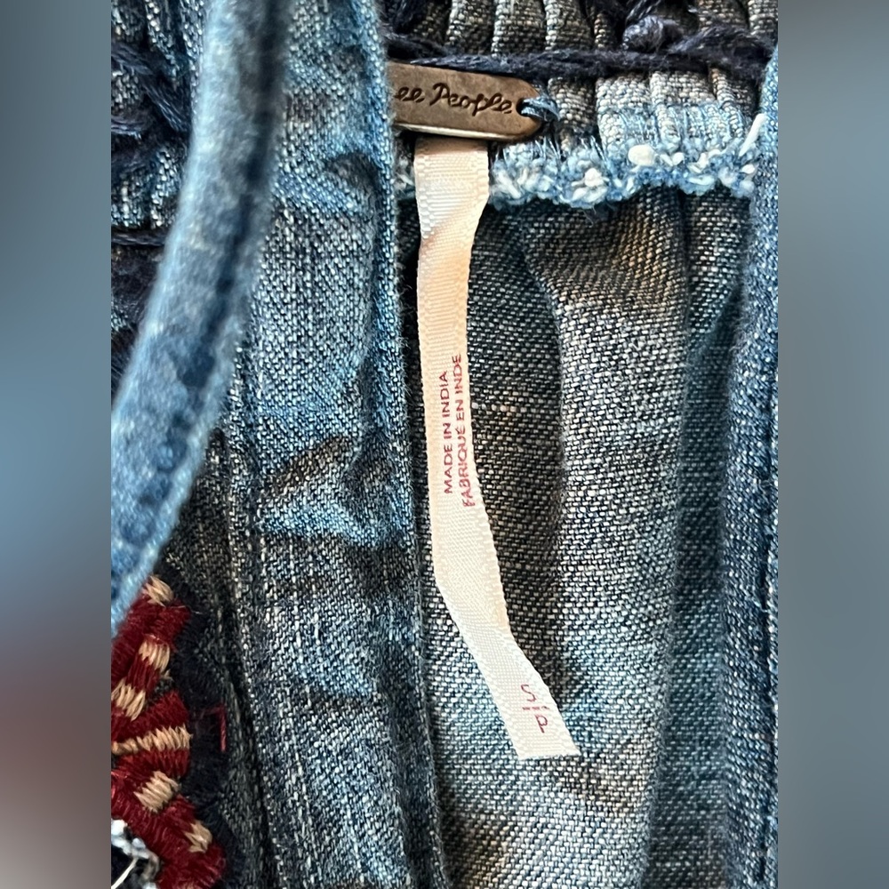 Free People Sun Valley Embroidered Denim Blouse - Picture 7 of 9